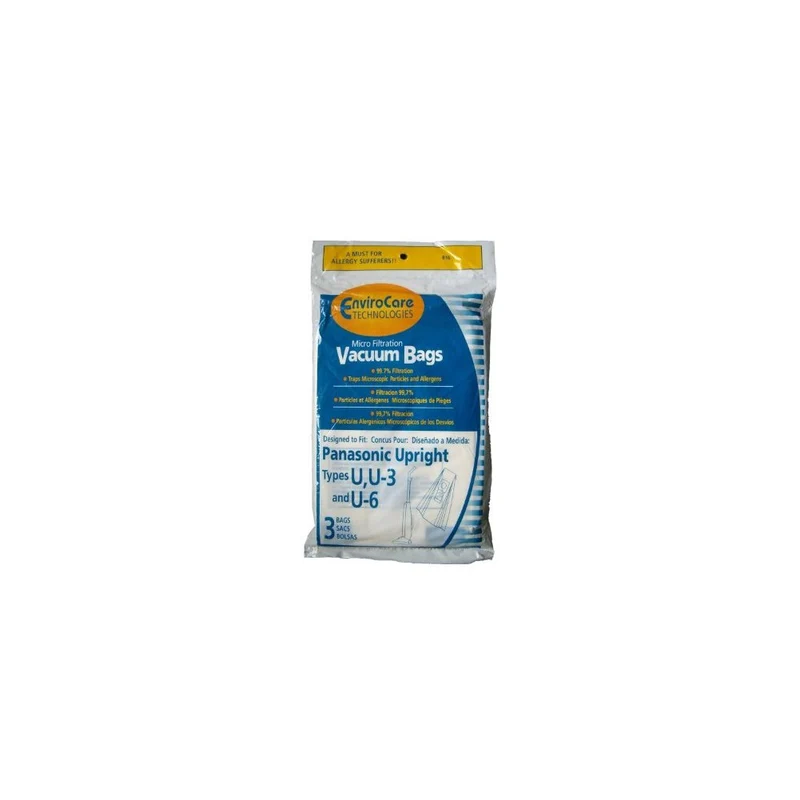 Panasonic 12 Pack Type U, U3 Upright Vacuum Cleaner Bags, White
