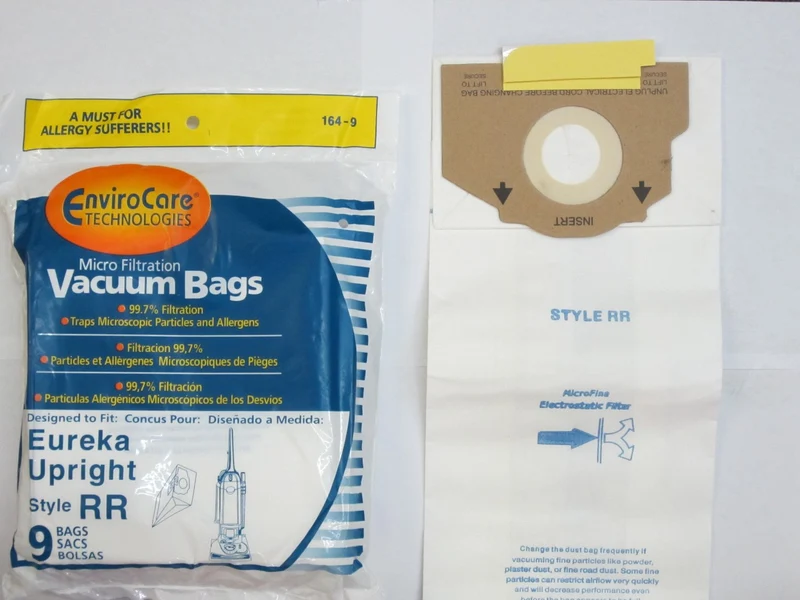 9 Eureka Type RR Upright Allergy Vacuum Bags, Omega Upright, Ultra, Boss Smart Vacuum Cleaners, 4800 Series...4870, 4874