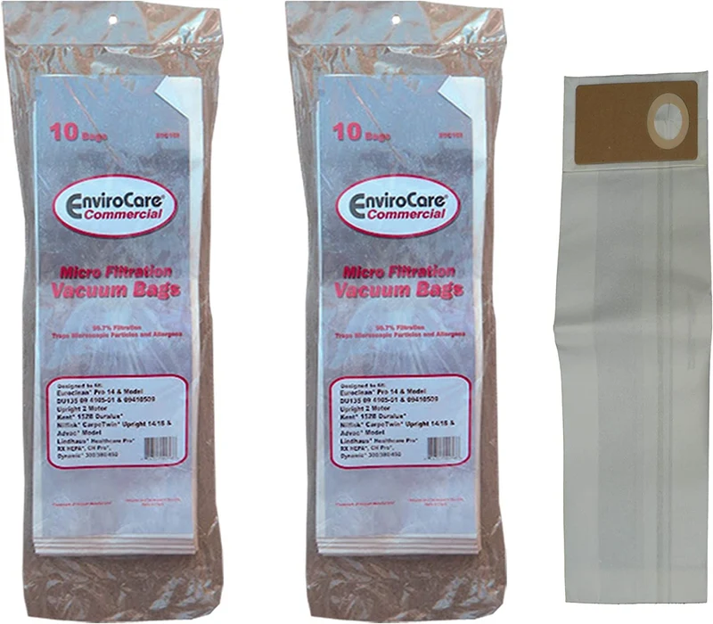 20 Commercial Euroclean Pro, Kent, Nilfisk, Advac, Lindhaus 09410509 Upright Vacuum Cleaner Bags Model Pro 14 DU135