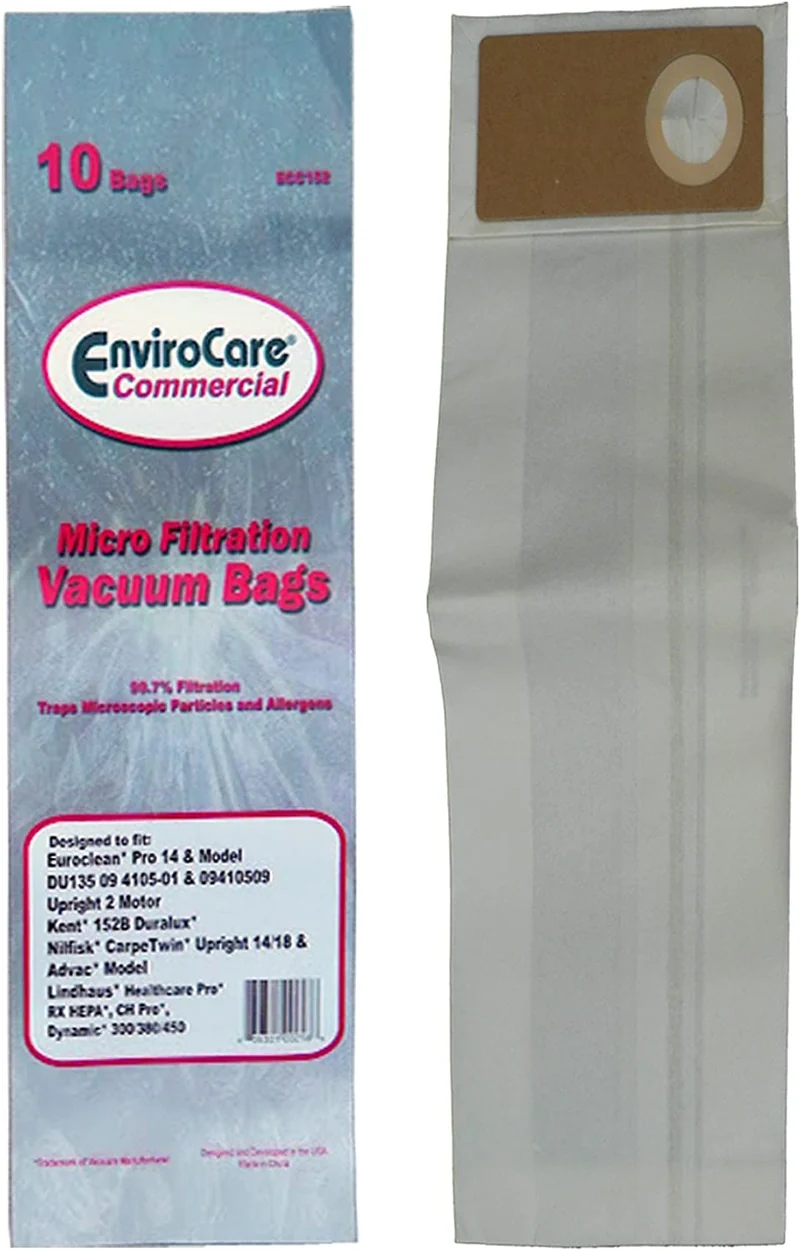 10 Commercial Euroclean Pro, Kent, Nilfisk, Advac, Lindhaus 09410509 Upright Vacuum Cleaner Bags Model Pro 14 DU135