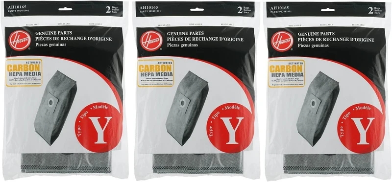 Hoover Type Y Carbon HEPA Bag (three 2-packs), AH10165 (Set of 6 bags)