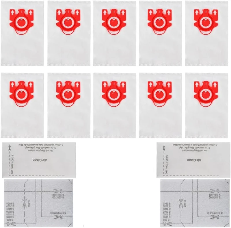 10 Miele F J M Allergen Canister Vacuum Bags + 4 Filters