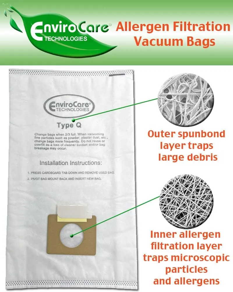 Envirocare Kenmore Canister Q/C 5055, 50557, 50558, 53292, 53291, 50404 Anti Allergen Synthetic Cloth Bags- 3 Pack