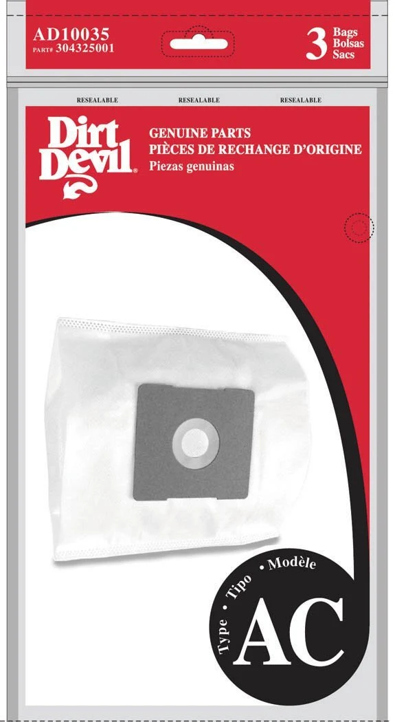 Dirt Devil Type AC & R Vacuum Bags # AD10035, 304325001 - 3 Pack, #215OPP