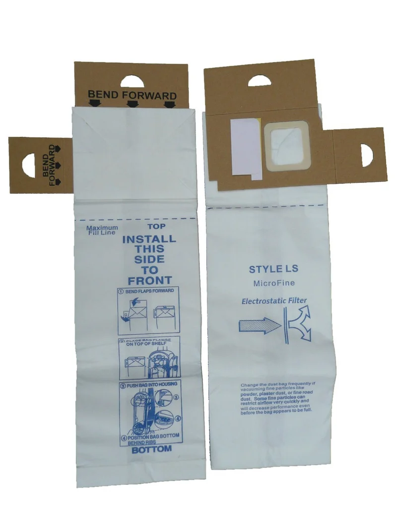 6 Eureka Type LS Sanitaire Vacuum Bags, LiteSpeed Upright, Bagged, Boss Signature Genesis, Refurb Powerline Limited, San