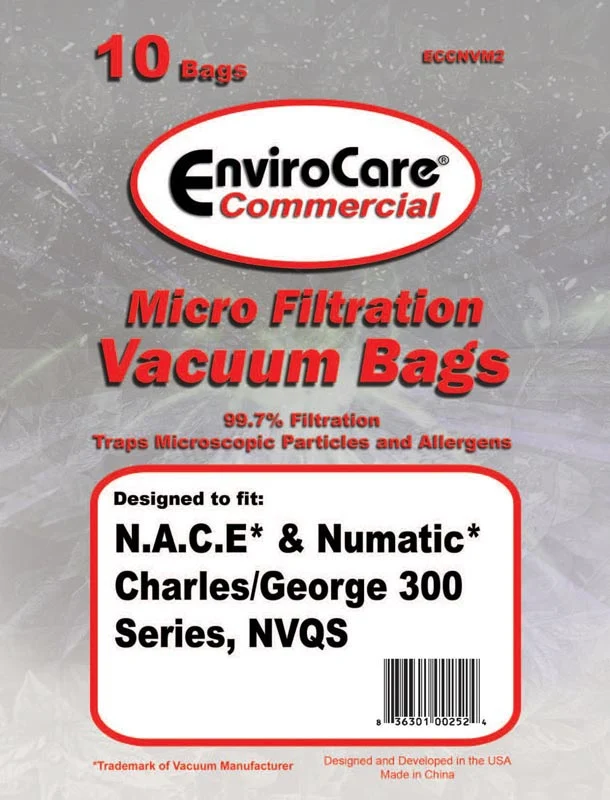 Numatic Charles, Edward & George Micro Filteration Vacuum Cleaner Bags NVM2B/2, Replaces 604016 - Generic - 10 per pack