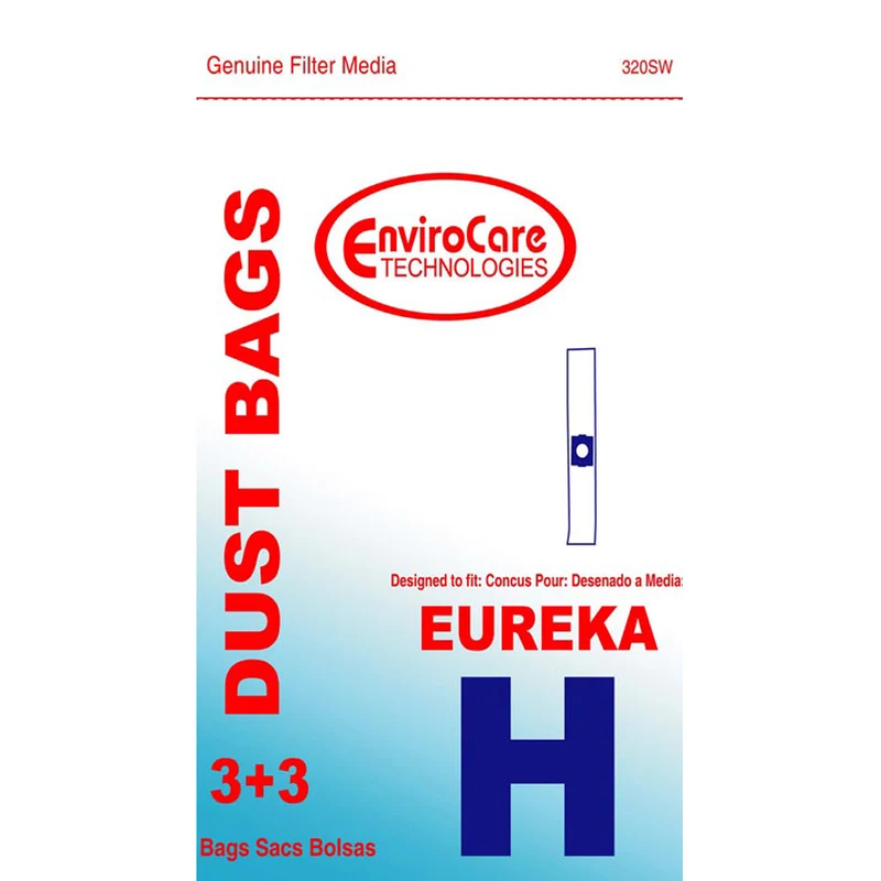 Eureka H Vacuum Bags 52323, 52323A, 52323B Powerteam, Princess etc - Generic - 3 bags + 3 Filters/pack