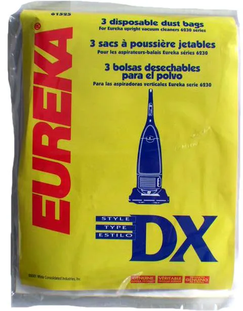 Eureka DX Vacuum Bags 61525 - Genuine - 3 Pack, 208OPP