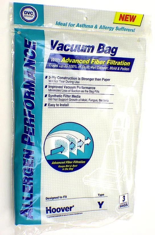 Hoover Y Vacuum Bags ALLERGEN PERFORMANCE Cloth Bags A856 - Generic - 3 Pack