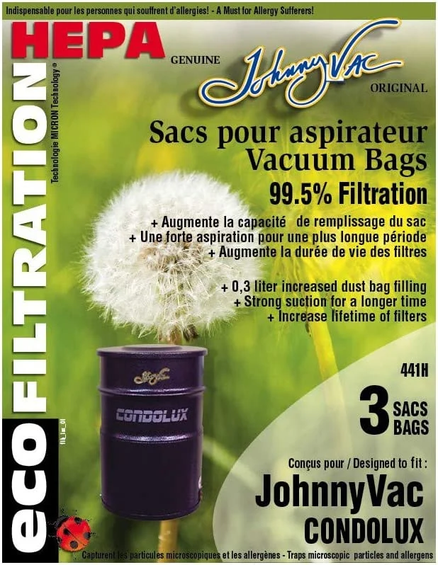 Johnny Vac CondoLux Central Vacuum Replacement Bags 441H
