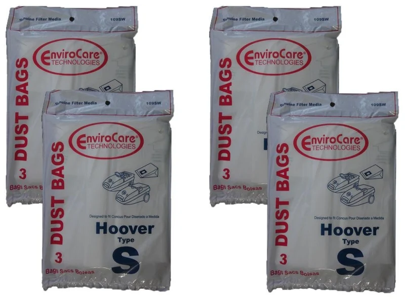 12 bags (4 pkgs) Hoover Type S Vacuum Cleaner Bags 43655097, 4010064S, 4010344S, 43655093, 4010100S