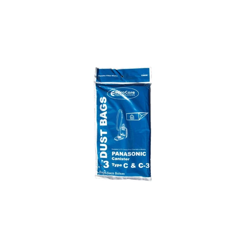 12 Panasonic Type C C-3 C3 Allergy Vacuum Bags, Canisters Vacuum Cleaners, MC-125P, MC125P, MC771, MC772, MC8310, M