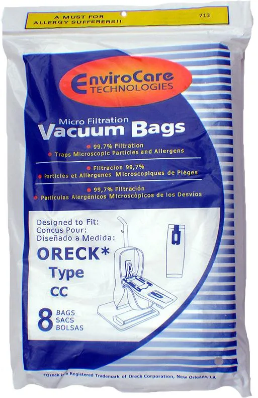 Oreck PK2008 Type CC Upright XL Bags *NEW* with Docking System- 8 Pack