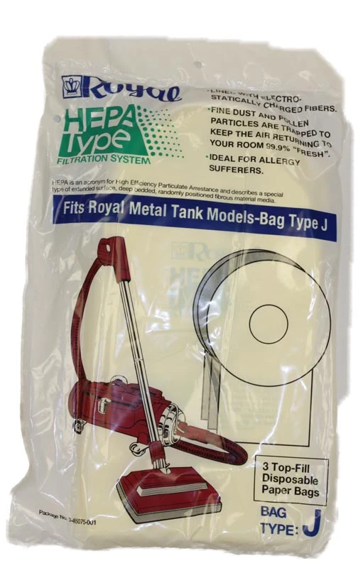 Royal Pony Tank Type J HEPA Filtration 3-465075-001, 3465075001 Vacuum Bags - Genuine - 3 pack