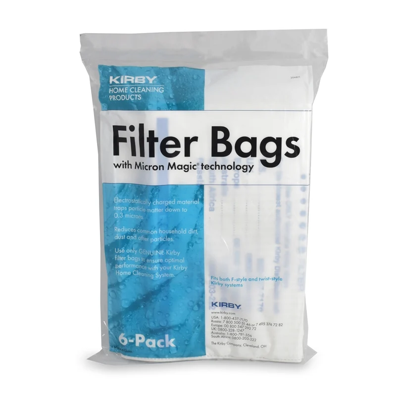 6 Kirby Vacuum Cleaner Bags Cloth Sentria II F Style Micron Magic with 0.3 Micron Filtration