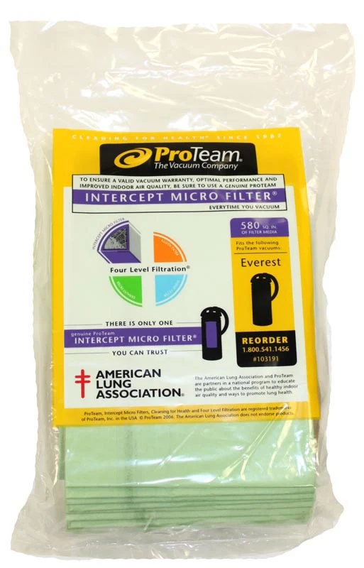 ProTeam 103191 Hummer XL/Everest Backpack Intercept Micro Filter Vacuum Bags- Genuine -10 pack