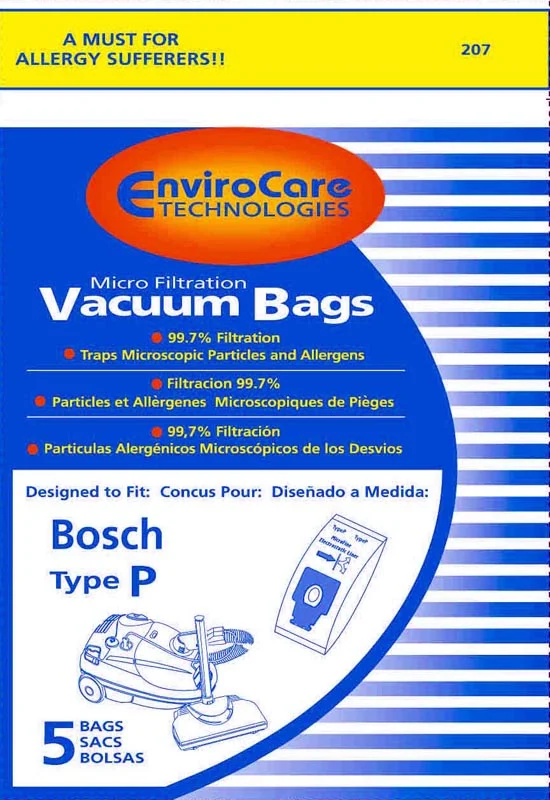 Bosch Type P Canister Vacuum Bags - Generic - 5 pack BOR-1486