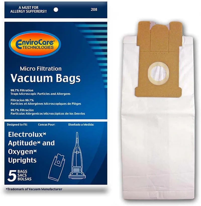 5 Electrolux Upright Oxygen & Aptitude Micro Filtration Allergy Vacuum bags, EL204B, Style E43 Uprights Vacuum Clean