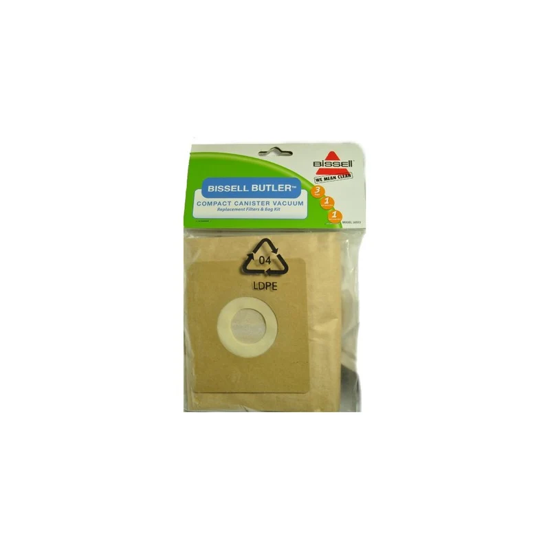 Bissell Butler Compact Canister Vacuum Cleaner Bags, Fits: Model 3580, Bissell Item Number 32023, 3 bags, 1 Post and 1 pre-motor filter, , 212OPP+2RFIL