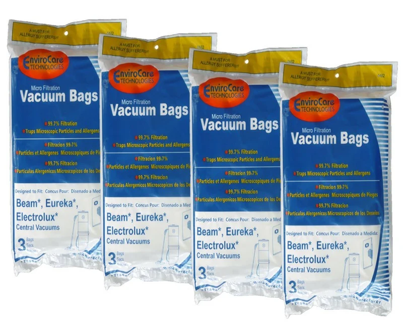 12 (6 Gallon) Allergy Central Vacuum Bags For Beam, Eureka 90610B, Electrolux, Singer, Star-Brute, Kenmore, Mastercraft, Frigidaire, White Westinghouse, Heatilator, Nutone, Aggresor, Astrovac, Husky, Star-Brute, Broam, Cyclovac, Dynavac, Smart, Soluvac 44