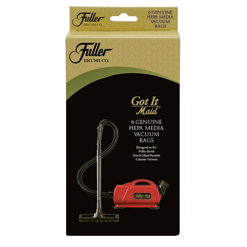 Fuller Brush HEPA Media Bags for Got It Maid Portable Vacuum - 6pk - FGH-6, FB-GIM, FBP-PCV, Riccar Butler