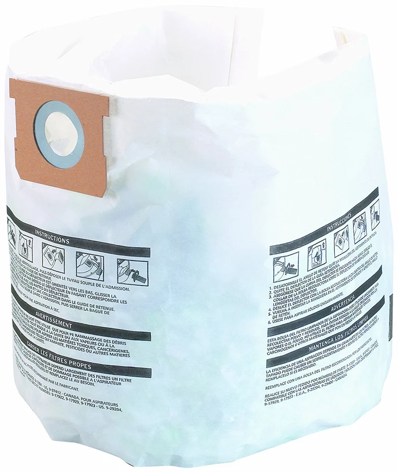 Vacmaster VDBP 4-5 Gallon Disposable Filter Bags for Wet/Dry Vacuums, 3/pk