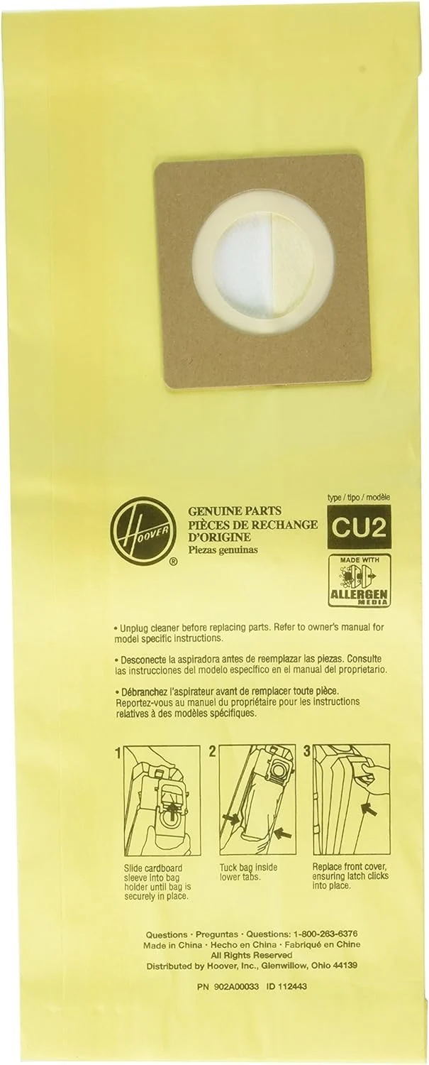 Hoover Commercial AH10243 CU2 Upright Bags for HushTone Commercial - Allergen Filtration 10/pk