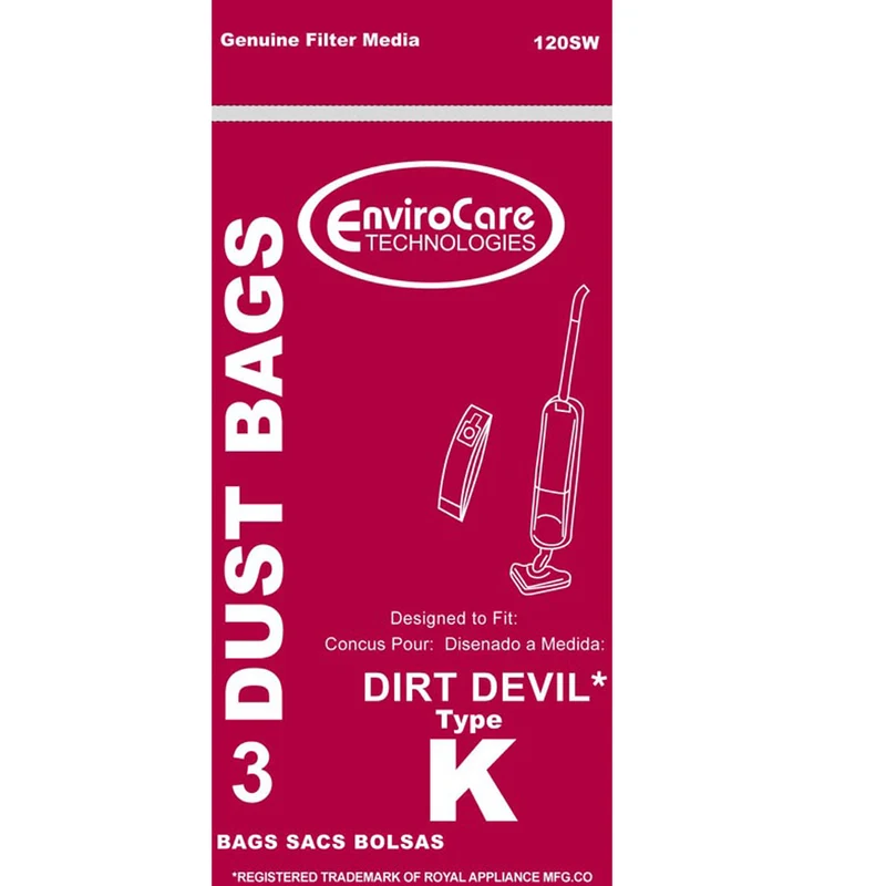 Dirt Devil Type K Vacuum Bags - Generic - 3 pack
