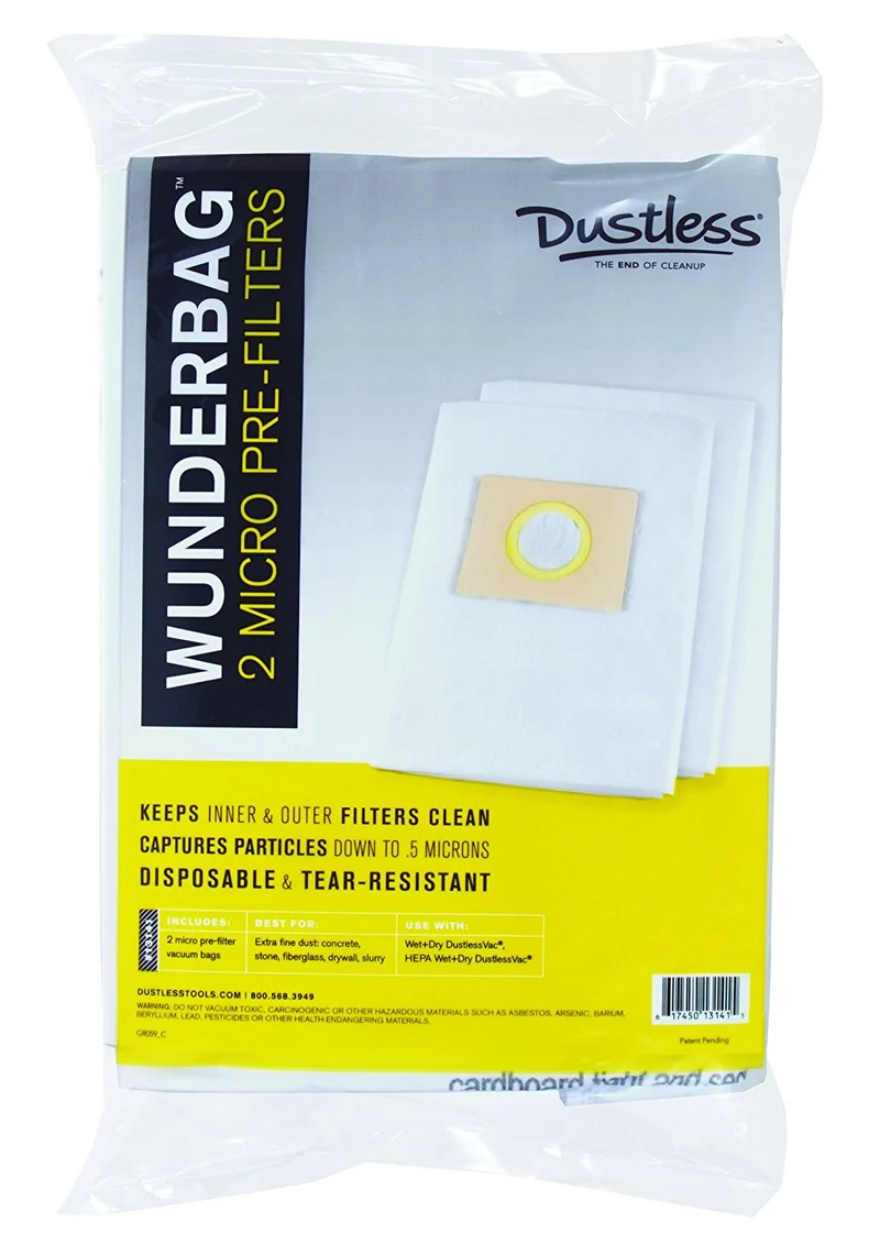 Dustless Love-Less Ash 12-18 Gal WunderBag 13141, 13144 Drywall Vacuum Bags - 2 pack - Genuine
