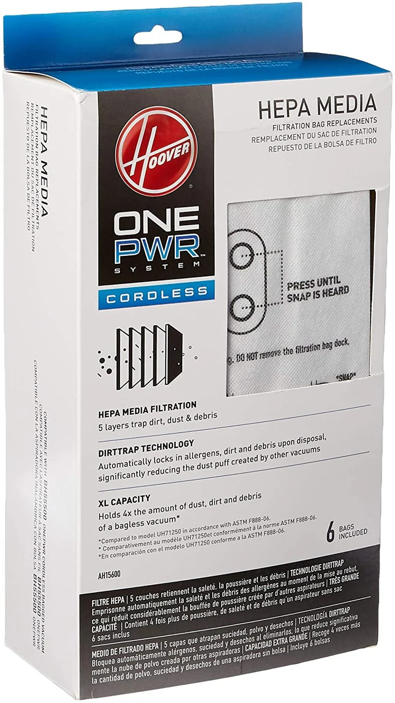 Hoover HEPA Replacement Bags for ONEPWR Cordless Upright Vacuum Cleaner, #AH15600