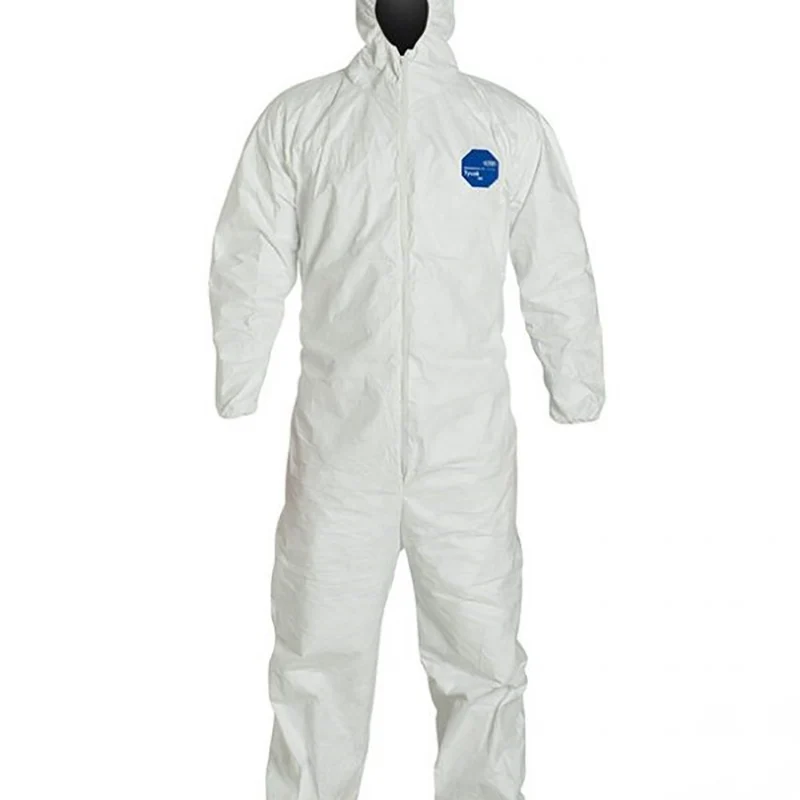 Dupont Tyvek Coveralls with Hood and Elastic Wrist and Ankles - Recommended for Cleaning Crew - Size XL