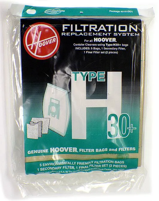 Hoover H30 Vacuum Bags 40101001- Genuine - 5 bags + 1 filter / pack