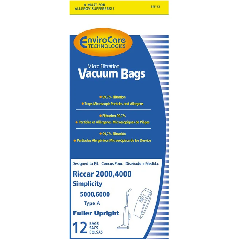 Carpet Pro Anti-Bacterial Bags for CPU-1, CPU-75T CPU-85T - Generic - 5 Packs of 845-12