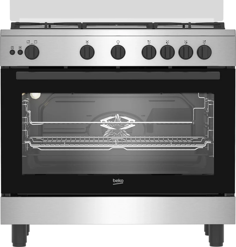 Beko 90 cm Gas Cooker 5 Burners Stainless Steel
