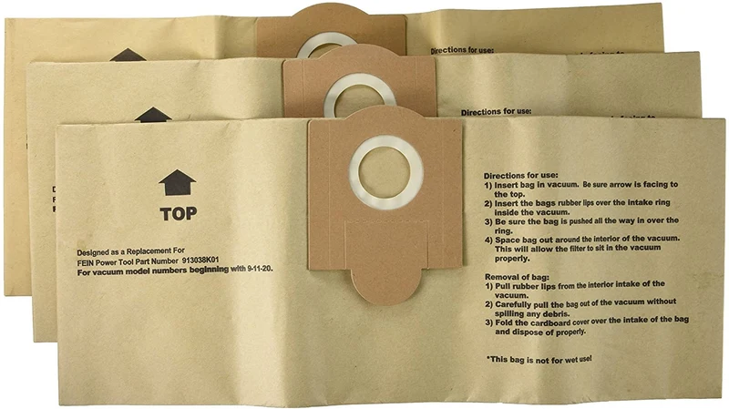 Fein Power 9-11-20, 9-11-55 Shop Vacuum Cleaner Turbo Paper Bags # 913038K01 , GK-TURBOI - 3 Pack