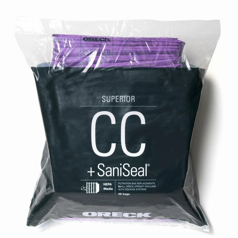 Oreck SUPERIOR HEPA Allergen Filtration Vacuum Purple Bags 25pk #AK1CC25H with 99.97% of particles at .3 microns