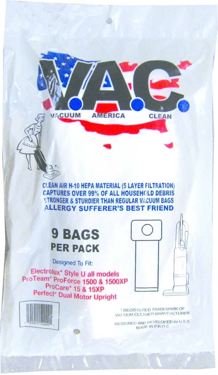 Electrolux Type U Upright Vacuum Bags 9 Pack with HEPA H-10 5 Layer Filtration #VAC17, CO101BG