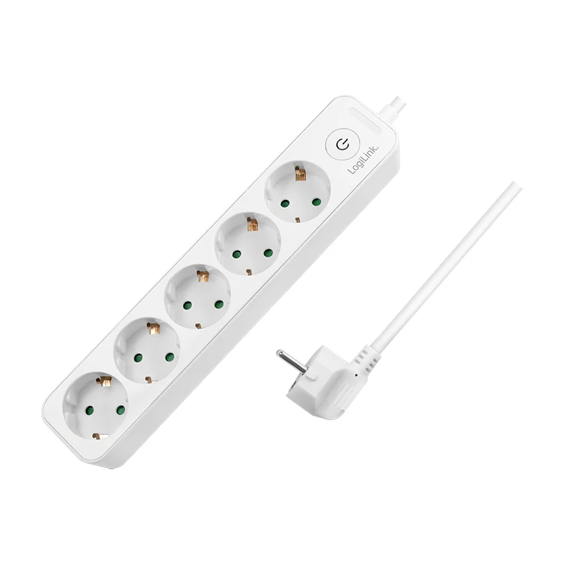 LogiLink LPS246 förlängningssladdar 1,5 m 5 AC-utgångar inomhus Vit