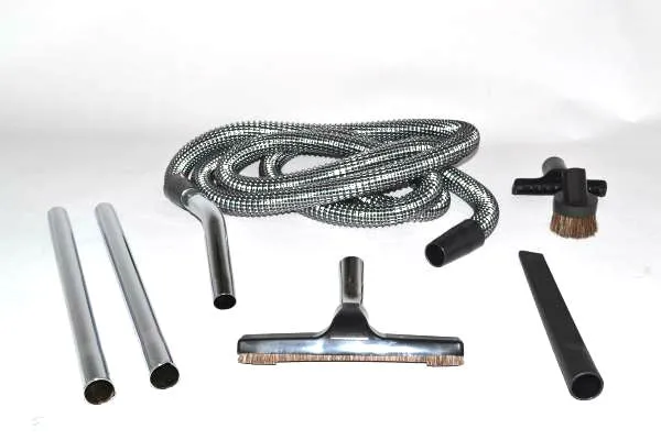 Fit All Residential Vacuum 15Ft Wire Hose, Steel Wands Attachment Kit