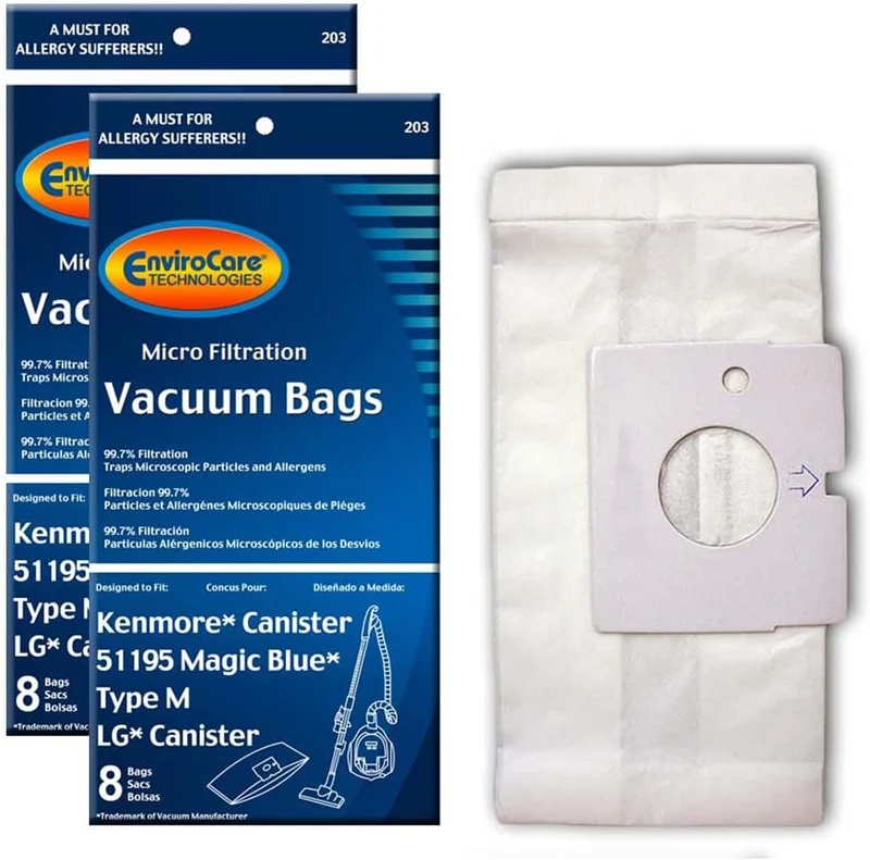 16 Kenmore Type M / 51195 Magic Blue Vacuum Bags by Envirocare Technologies