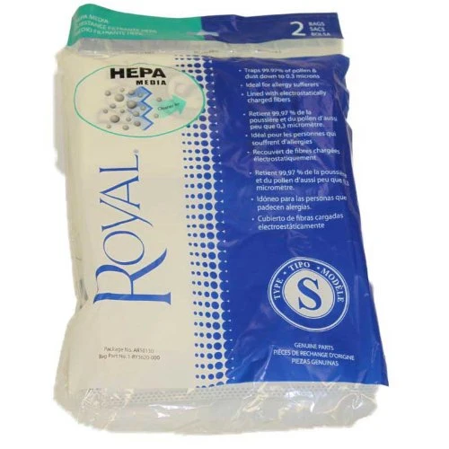 Royal Style S AR10130 HEPA Filtration Premium Allergen Filtration Vacuum Cleaner Bags 2pk Genuine Made By Hoover Company