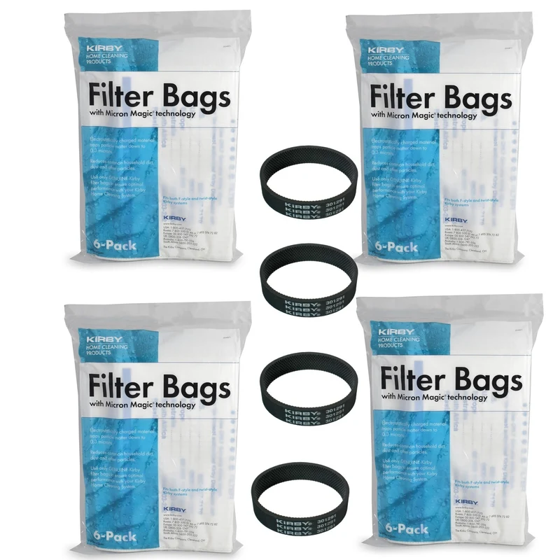 Kirby Sentria Allergen Vacuum Bags 24 bags + 4 Free belts