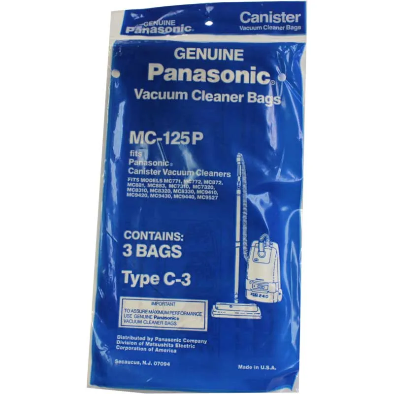 Panasonic Type C-3 Canister vacuum bags MC-125P - 3 pack, 108SW