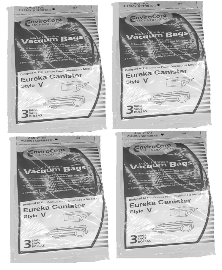 Eureka Type 'V' Canister Vacuum Cleaner Bags - 3 Pack x 4 (Total 12 Bags) - Generic