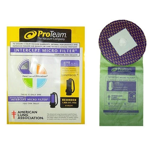 ProTeam Intercept Micro 10 Quart /11 L Backpack Vacuum Cleaner Bags. Fits LineVacer CoachVac, Super CoachVac, MegaVac 10/pk #100291
