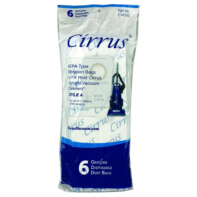Cirrus Style A HEPA Type Upright Vacuum Bags C-14000 - Genuine - 6 pack, RICAHEPAOPP