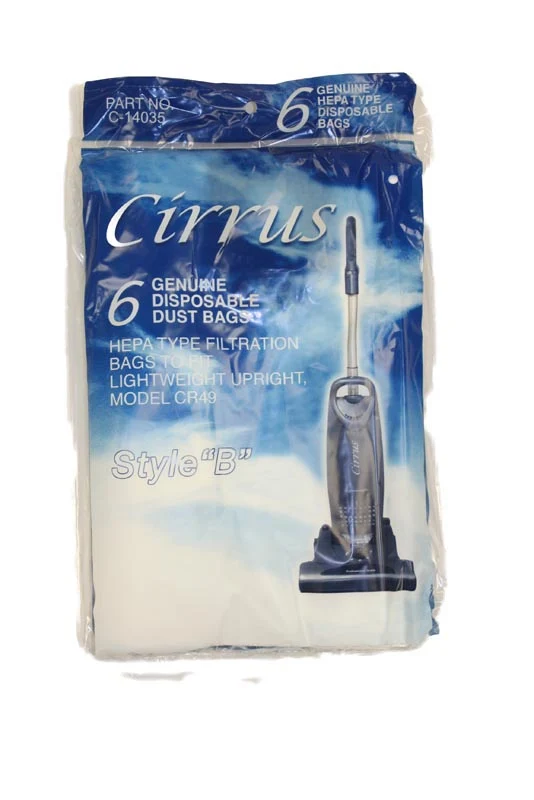 Cirrus Style B Hepa Vacuum Bags, CR49, VC9301S Uprights, 6/pk C14035