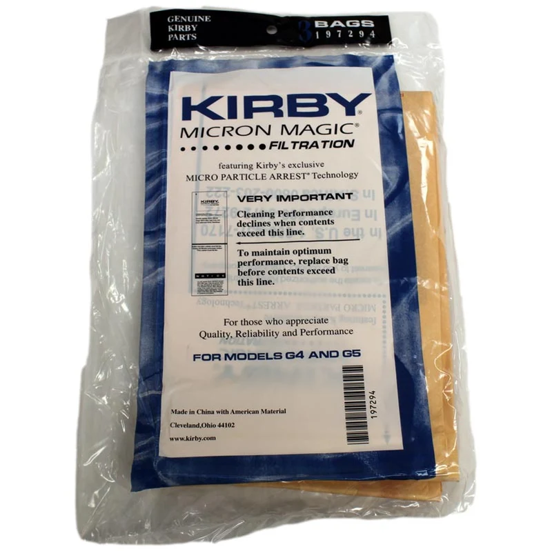 Kirby G4 G5 G6, G7 Vacuum Cleaner Bags 197294S - Genuine - 3 Pack.