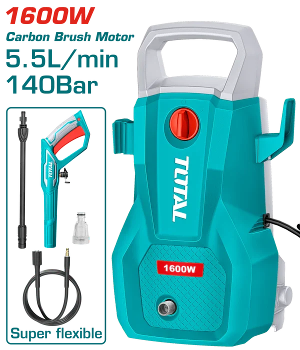TOTAL 140Bar Pressure Washer – 1600W with Auto Stop | TGT11336