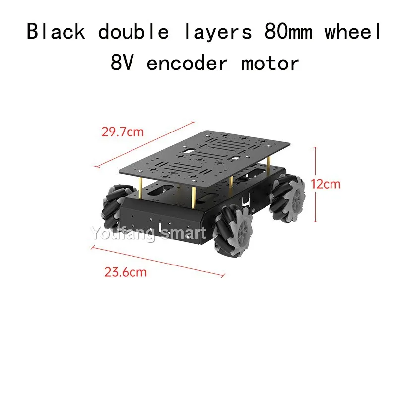 10KG Load 4WD Omnidirection Mecanum Robot Car 97mm Wheel 12V Encoder Motor Metal Chassis for Arduino for Raspberry Pi Robot Kit
